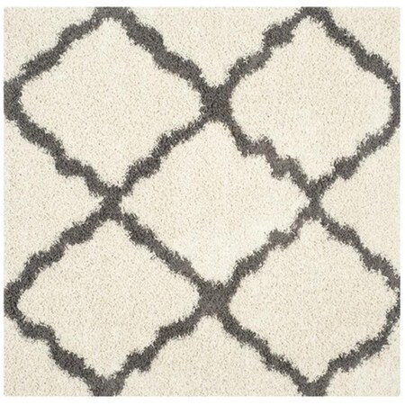 Safavieh Dallas Shag Power Loomed Square Rug- Ivory - Dark Grey- 6 x 6 ft. SGD257H-6SQ